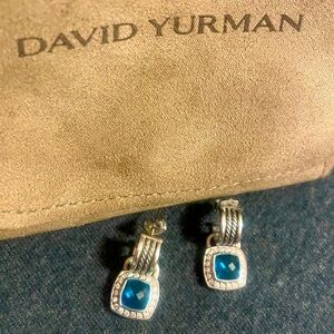 DY diamond and topaz earrings solid silver 925 designer